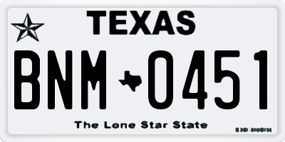 TX license plate BNM0451