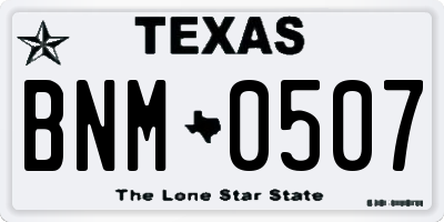 TX license plate BNM0507