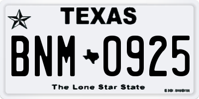 TX license plate BNM0925