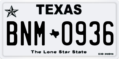 TX license plate BNM0936