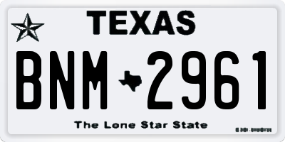 TX license plate BNM2961