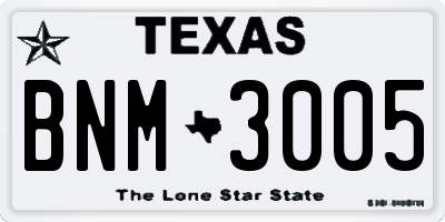 TX license plate BNM3005