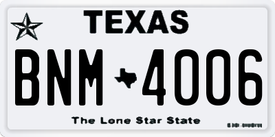 TX license plate BNM4006