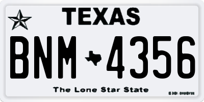 TX license plate BNM4356