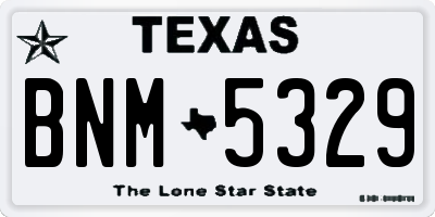 TX license plate BNM5329