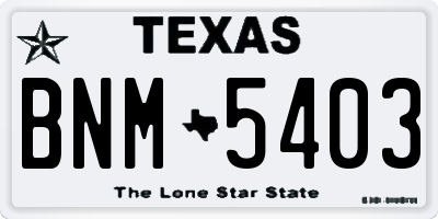 TX license plate BNM5403