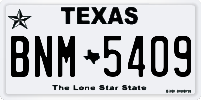 TX license plate BNM5409