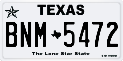 TX license plate BNM5472