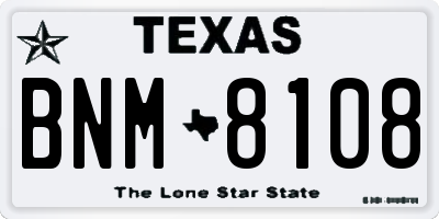 TX license plate BNM8108