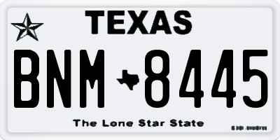 TX license plate BNM8445