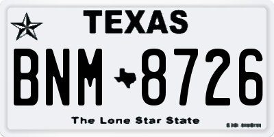 TX license plate BNM8726