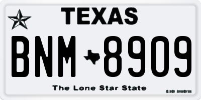 TX license plate BNM8909