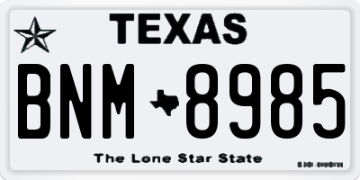 TX license plate BNM8985