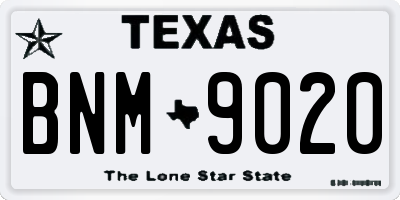 TX license plate BNM9020