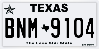 TX license plate BNM9104