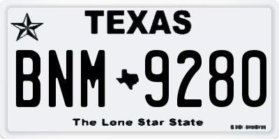 TX license plate BNM9280