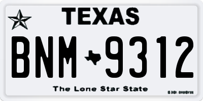 TX license plate BNM9312