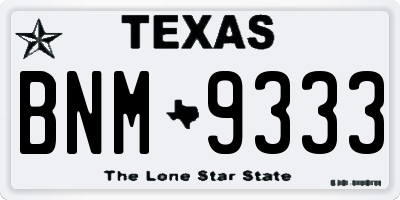 TX license plate BNM9333