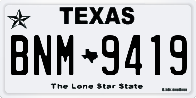 TX license plate BNM9419