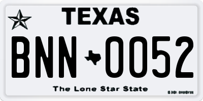 TX license plate BNN0052