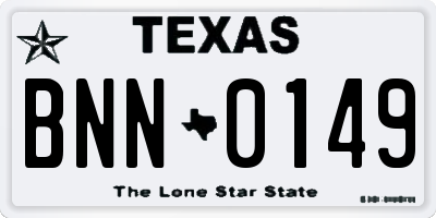 TX license plate BNN0149