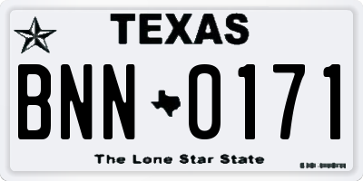 TX license plate BNN0171