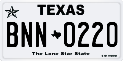 TX license plate BNN0220