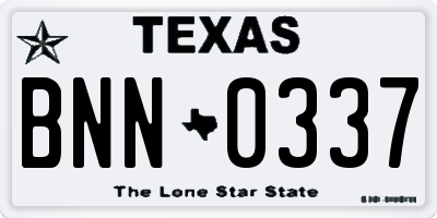 TX license plate BNN0337