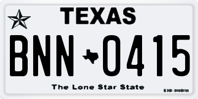 TX license plate BNN0415
