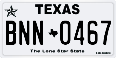TX license plate BNN0467