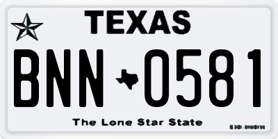 TX license plate BNN0581