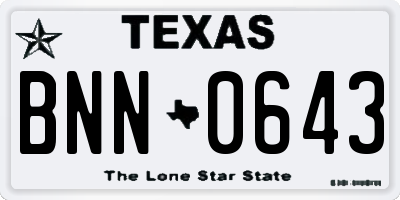 TX license plate BNN0643