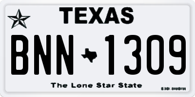 TX license plate BNN1309