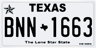 TX license plate BNN1663