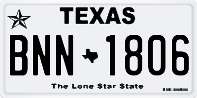 TX license plate BNN1806