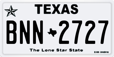 TX license plate BNN2727