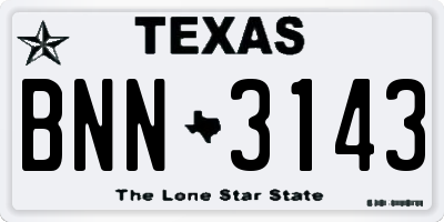 TX license plate BNN3143