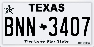 TX license plate BNN3407