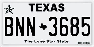 TX license plate BNN3685