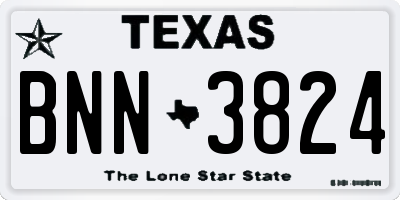 TX license plate BNN3824