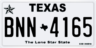 TX license plate BNN4165