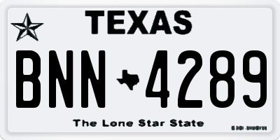 TX license plate BNN4289