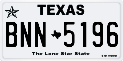 TX license plate BNN5196
