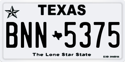 TX license plate BNN5375