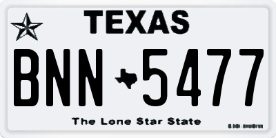 TX license plate BNN5477