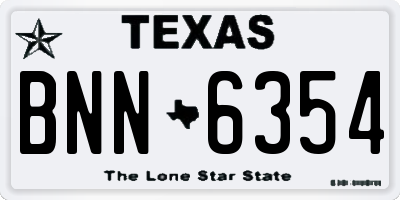 TX license plate BNN6354