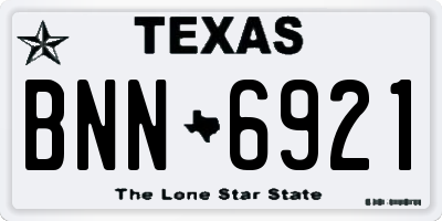TX license plate BNN6921