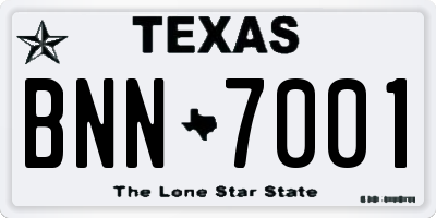 TX license plate BNN7001