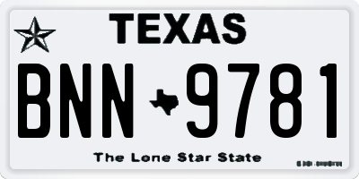 TX license plate BNN9781