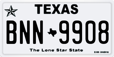 TX license plate BNN9908